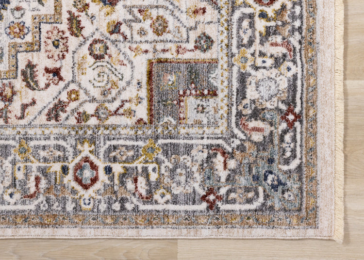 Marisa Cream Beige Floral Medallion Rug