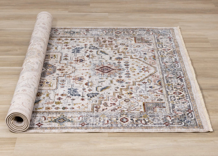 Marisa Cream Beige Floral Medallion Rug