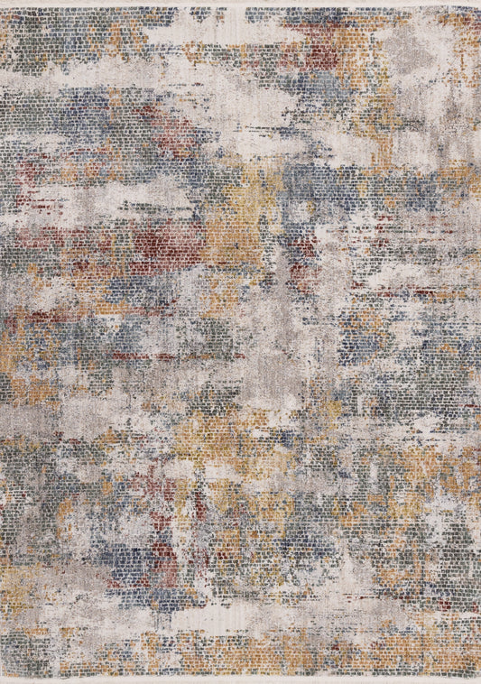 Marisa Distressed Abstract Red Yellow Blue Plush Rug