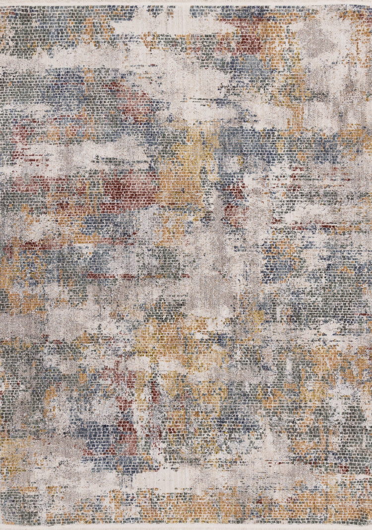 Marisa Distressed Abstract Red Yellow Blue Plush Rug