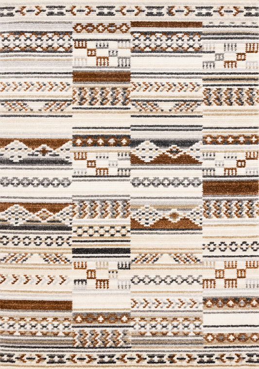 Nala Cream Grey Oxblood Striped Rows Southwestern Pattern Rug