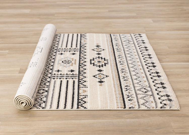 Nala Cream Grey Black Beige Southwestern Pattern Rug