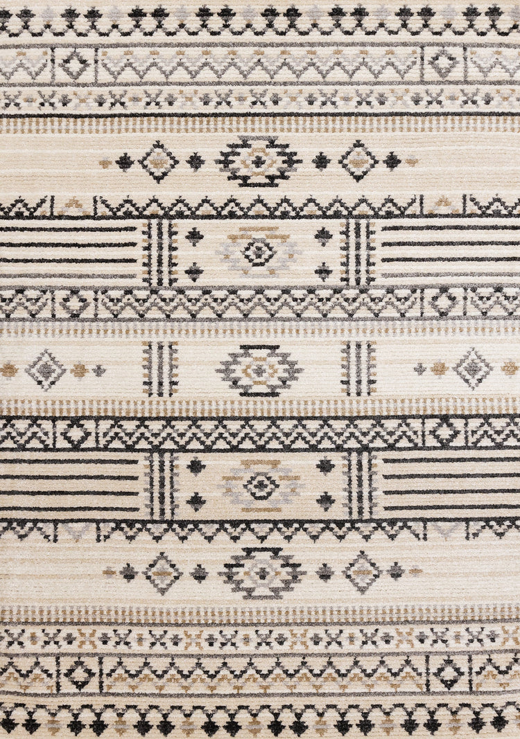 Nala Cream Grey Black Beige Southwestern Pattern Rug