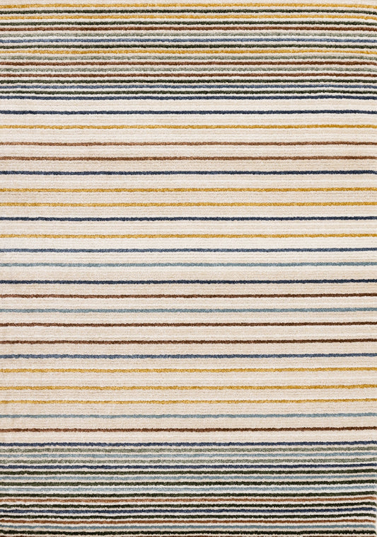 Nala Cream Yellow Oxblood Green Blue Striped Rug