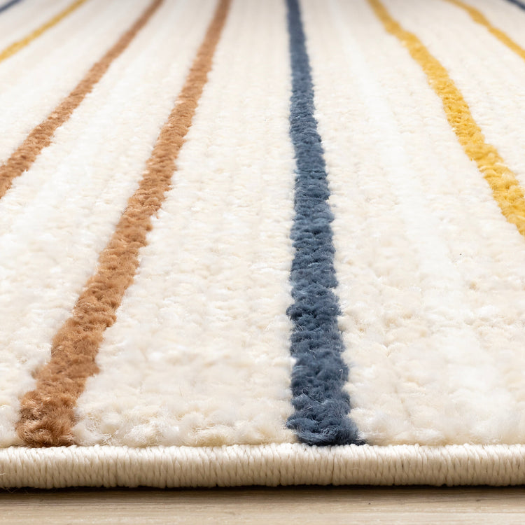 Nala Cream Yellow Oxblood Green Blue Striped Rug