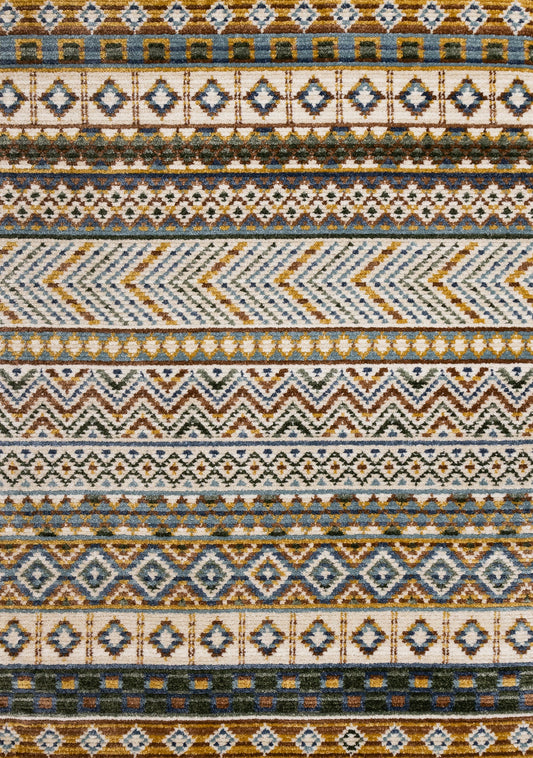 Nala Yellow Blue Green Oxblood Intricate Southwestern Design Rug