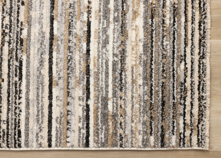 Nala Cream Grey Black Beige Distressed Lines Rug