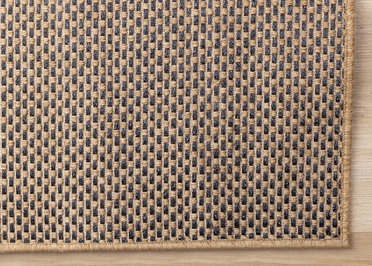 Novah Brown Black Geometric Flatweave Design Rug