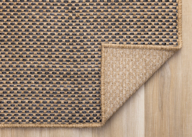 Novah Brown Black Geometric Flatweave Design Rug