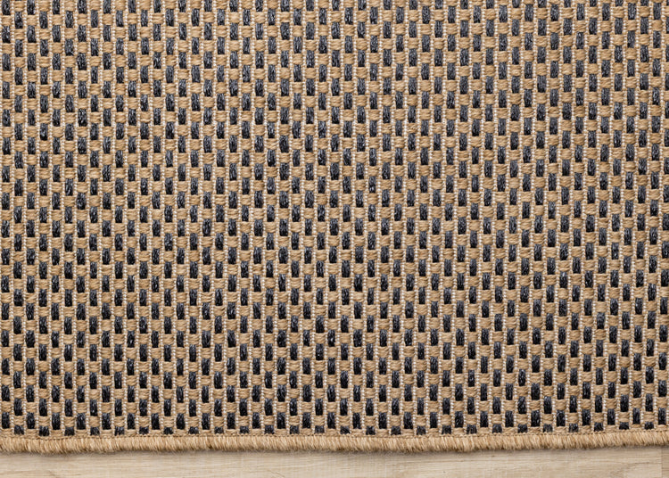Novah Brown Black Geometric Flatweave Design Rug