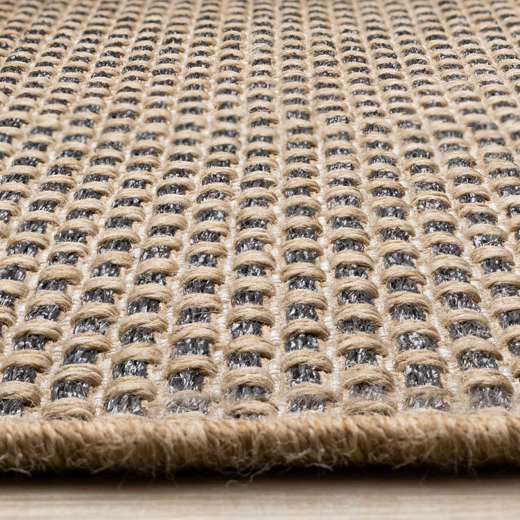 Novah Brown Black Geometric Flatweave Design Rug