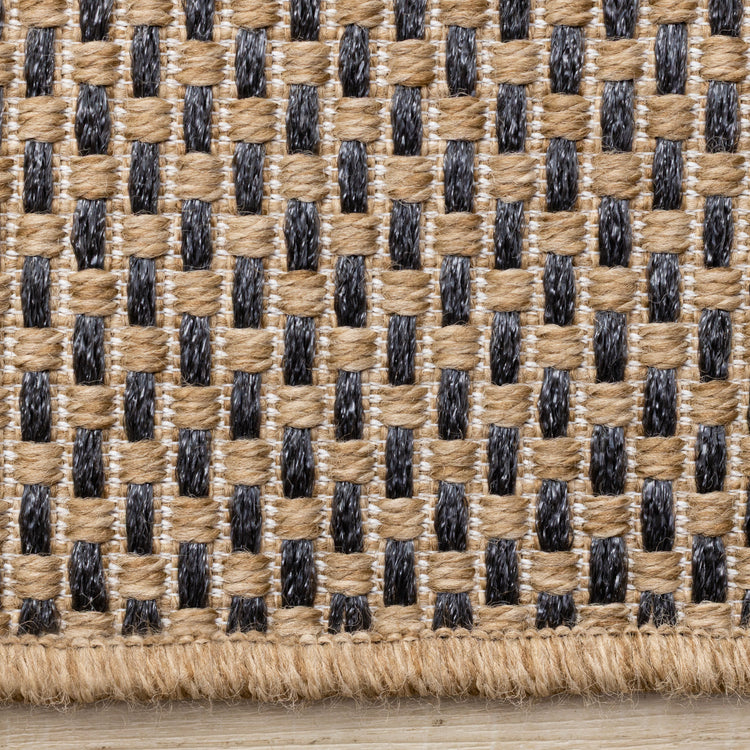 Novah Brown Black Geometric Flatweave Design Rug