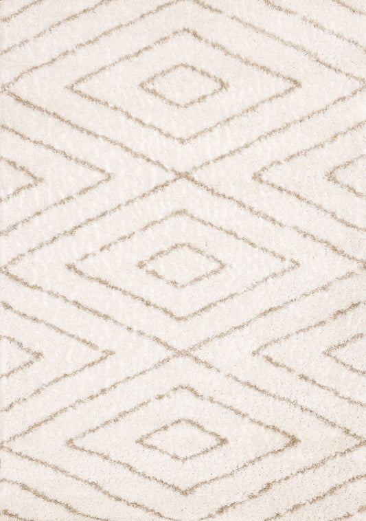 Pascal Cream Beige Geometric Shag Rug
