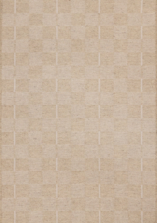 Peak Beige White Checkered Design Rug