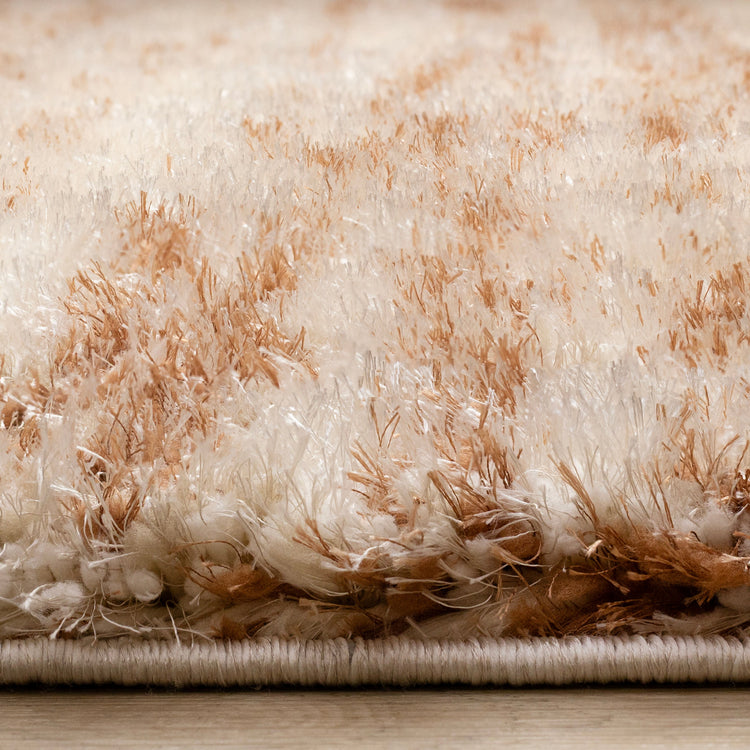 Posh Orange Cream Taupe Distressed Striped Rug