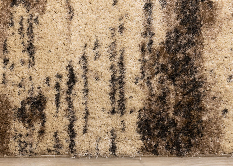 Posh Brown Black Beige Organic Distressed Rug