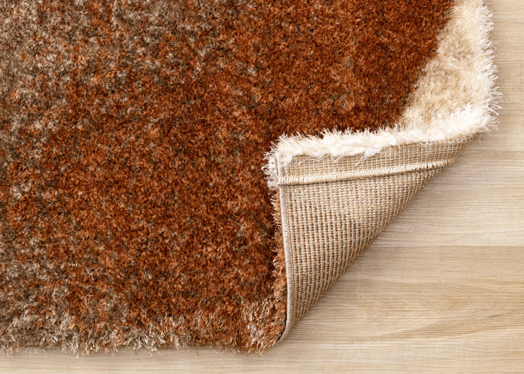 Posh Orange Taupe Cream Sandbanks Design Rug