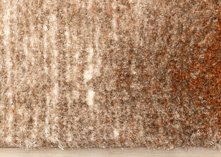 Posh Orange Taupe Cream Sandbanks Design Rug