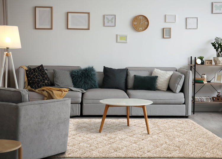 Roman Beige Soft Touch Rhombus Pattern Rug