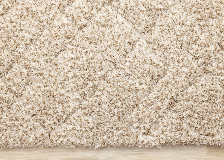 Roman Beige Soft Touch Rhombus Pattern Rug