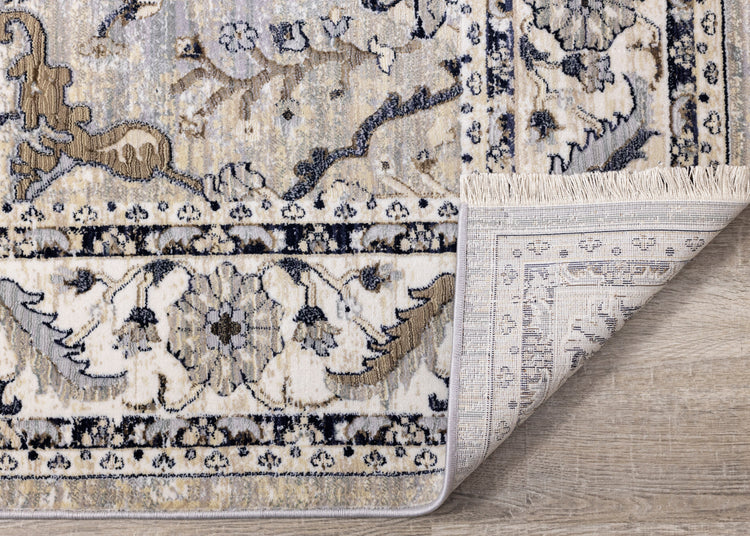 Samira Traditional Cream Blue Border Rug