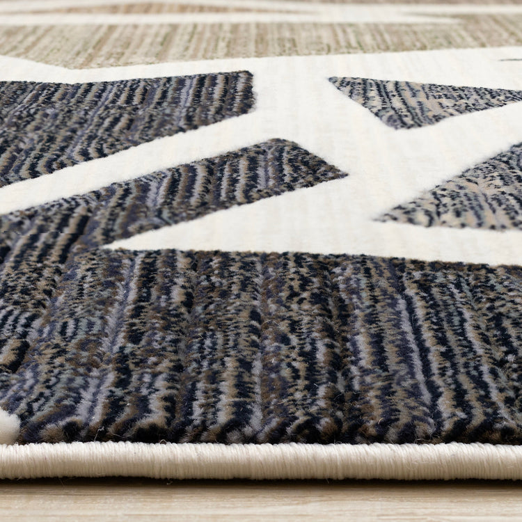Samira Cream Blue Red Shattered Glass Design Rug