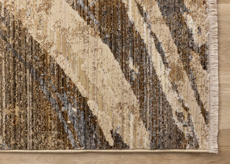 Samira Beige Brown Grey Distressed Organic Lines