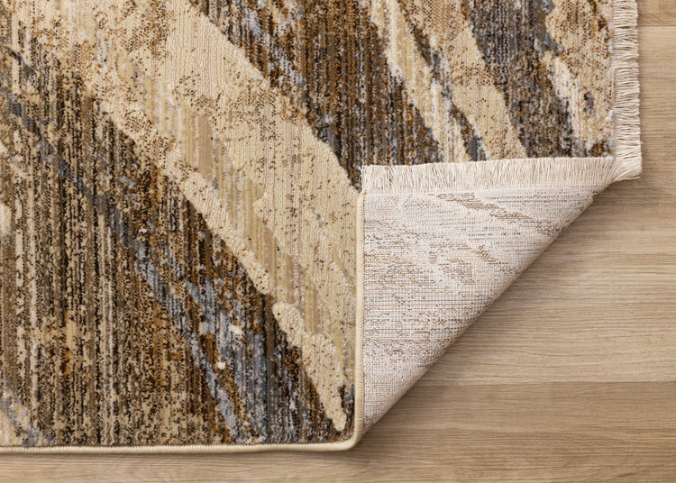 Samira Beige Brown Grey Distressed Organic Lines