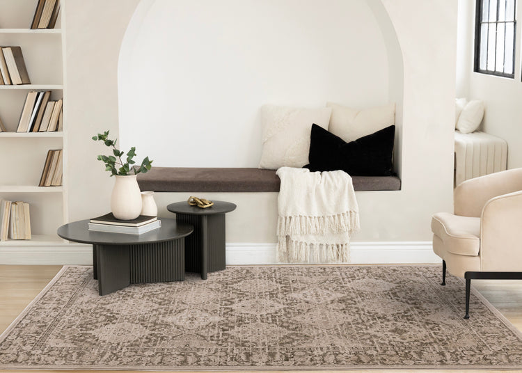 Sawyer Taupe White Green Elegant Classic Rug