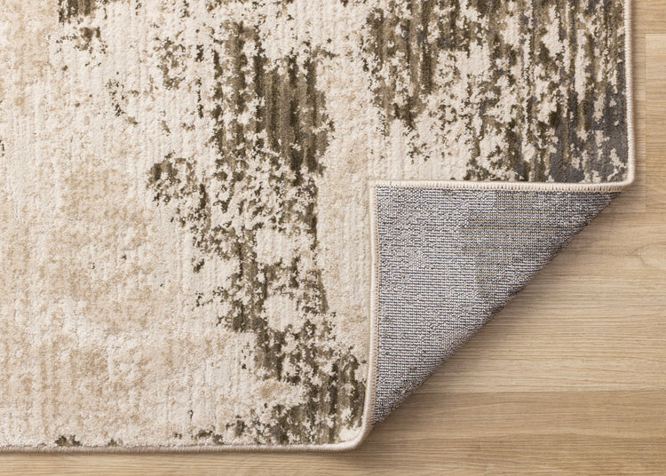 Sawyer White Green Grey Organic Distressed Design Rug