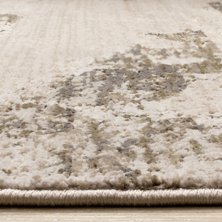 Sawyer White Green Grey Organic Distressed Design Rug