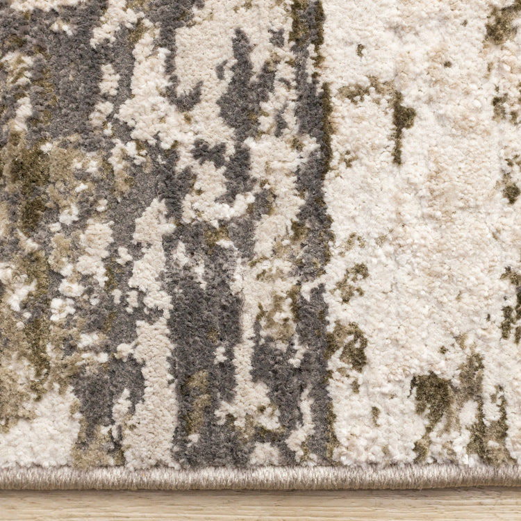 Sawyer White Green Grey Organic Distressed Design Rug