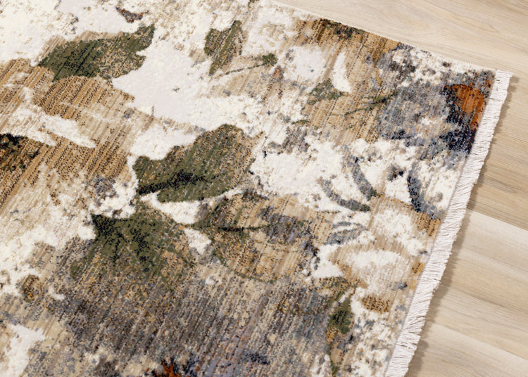 Serene Warm Toned Floral Print Rug