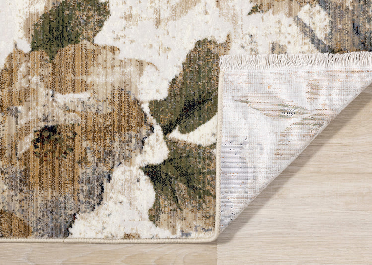 Serene Warm Toned Floral Print Rug