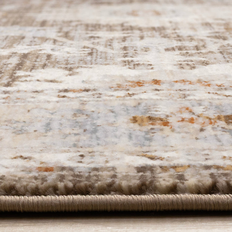 Serene Brown Orange Cream Grey Elegant Border Rug