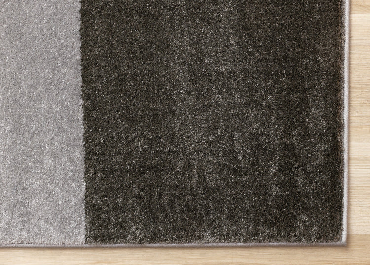 Shade Grey Black White Mid Century Geometric Design Rug