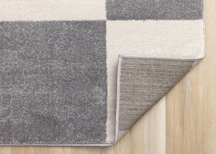 Shade Grey Black White Mid Century Geometric Design Rug