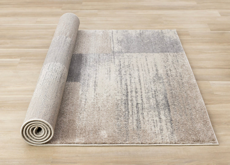 Shade Cream Taupe Grey Distressed Patches Rug