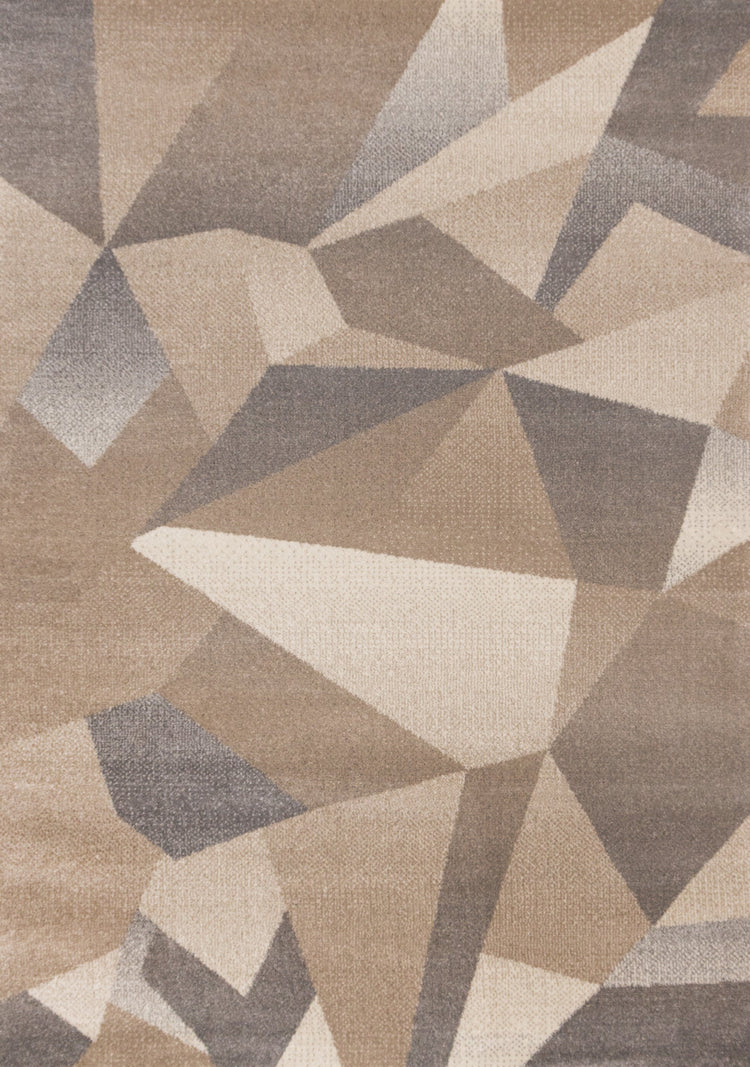 Shade Taupe Beige Grey White Shattered Geometric Design Rug