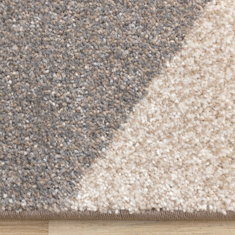 Shade Taupe Beige Grey White Shattered Geometric Design Rug