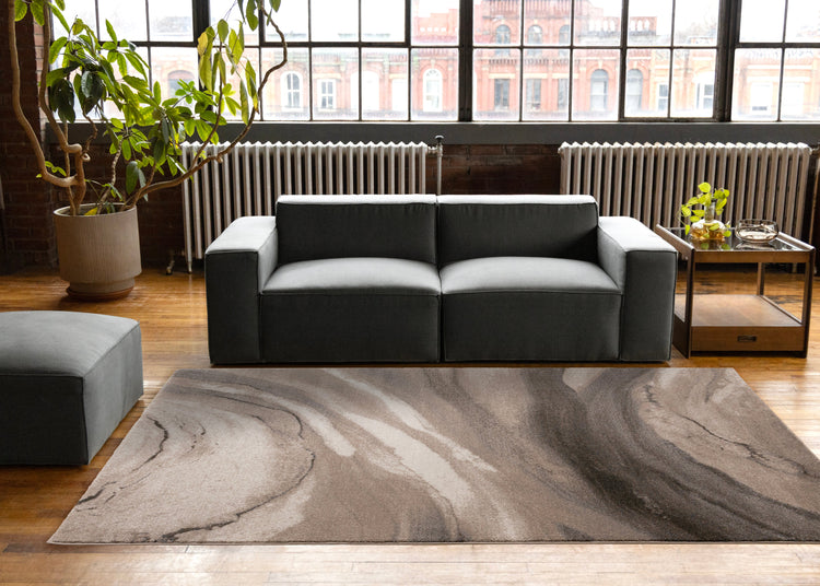 Shade Taupe Black White Organic Layers Rug