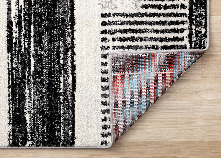 Swift Black White Patterned Lines Rug