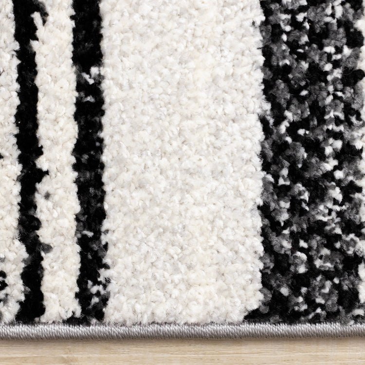 Swift Black White Patterned Lines Rug