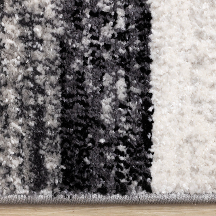 Slate Black Grey White Distressed Lines Rug
