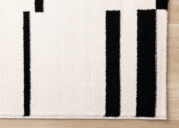 Slate White Black Column Stripes Rug