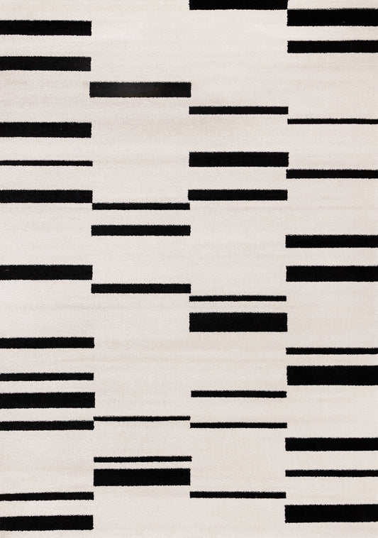 Slate White Black Column Stripes Rug