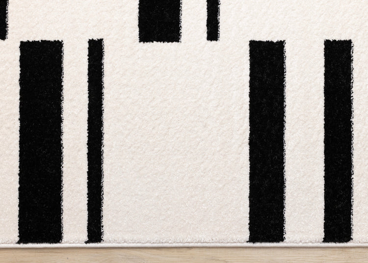 Slate White Black Column Stripes Rug
