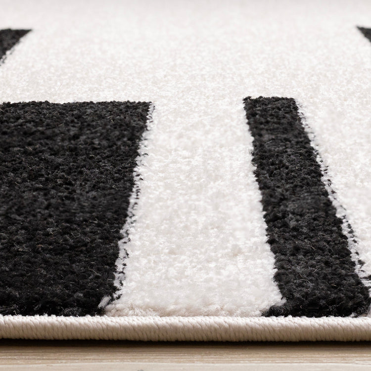 Slate White Black Column Stripes Rug
