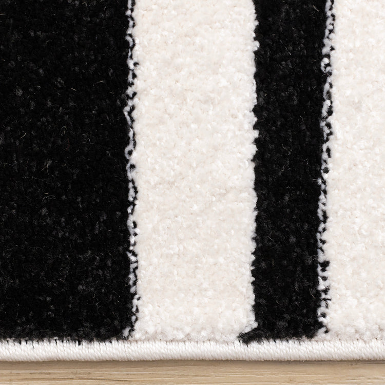 Slate White Black Column Stripes Rug