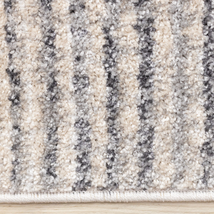 Swift White Grey Beige Striped Blocks Rug